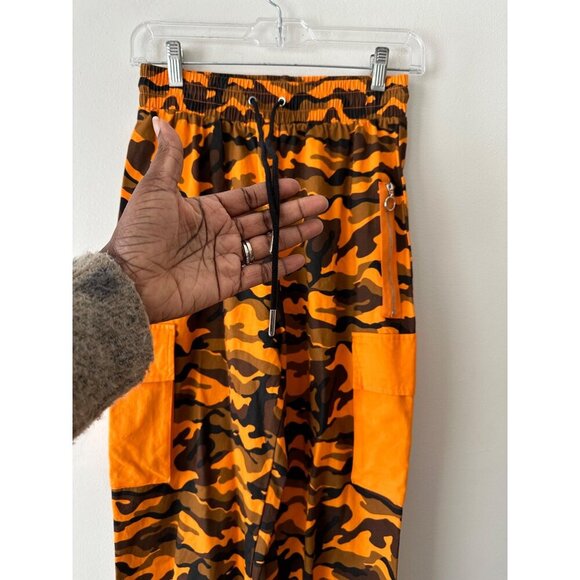 Hera Collections Orange & Brown Camo Cargo Jogger Pants With Pockets - Unisex S - Picture 3 of 16